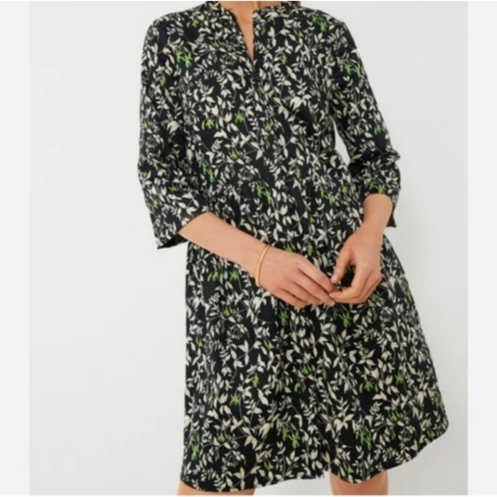 NEW Tuckernuck 3/4 Sleeve Shirt Dress Womens M Black/Green Party Cocktail Office